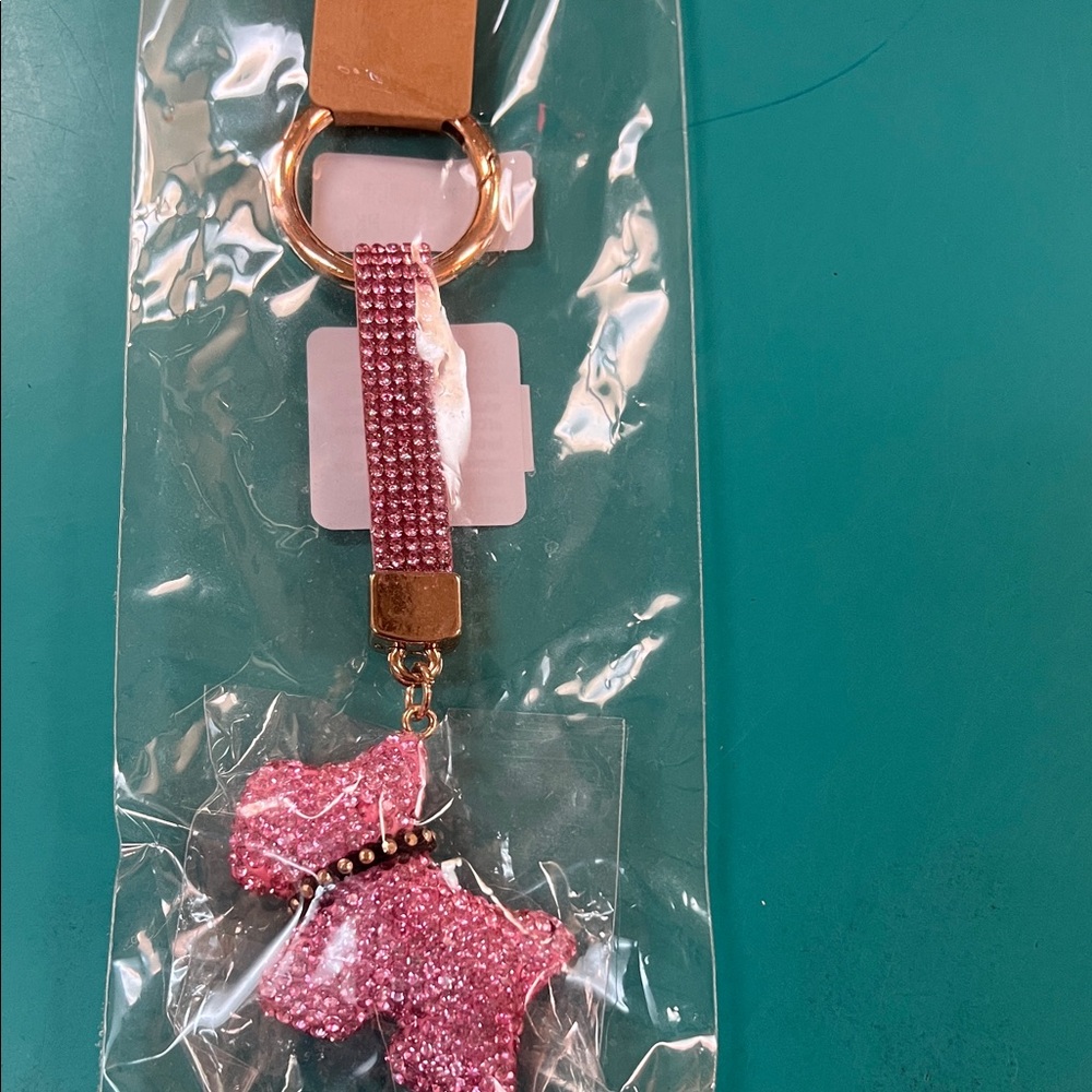 Sparkling Pink Dog Keychain